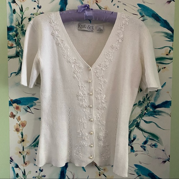 ✨SOLD✨ vintage white knitted top - Picture 5 of 8